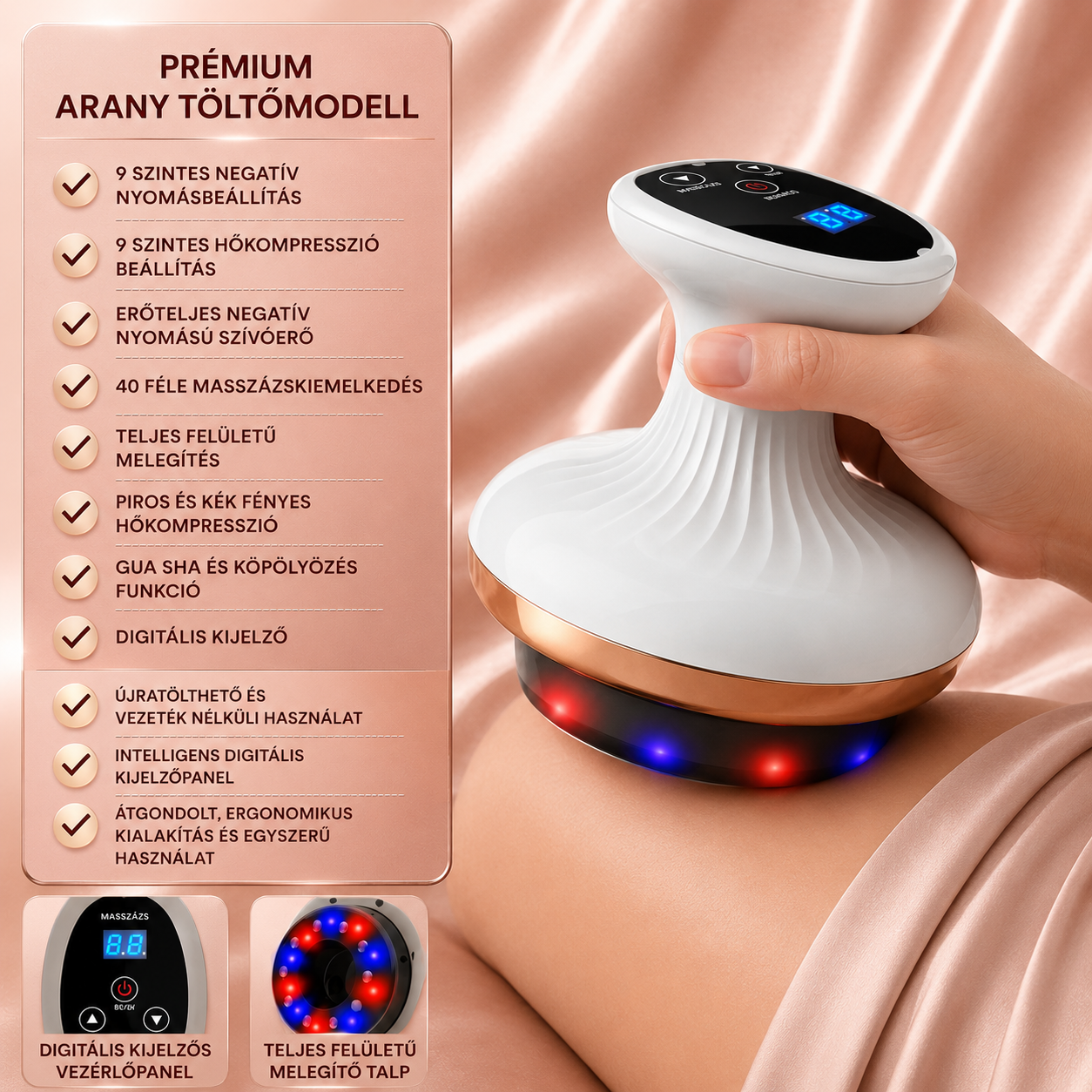 Vellura ContourPro — Elektromos Vákuumos Testmasszírozó & Gua Sha Test- és Alakformáló Eszköz
